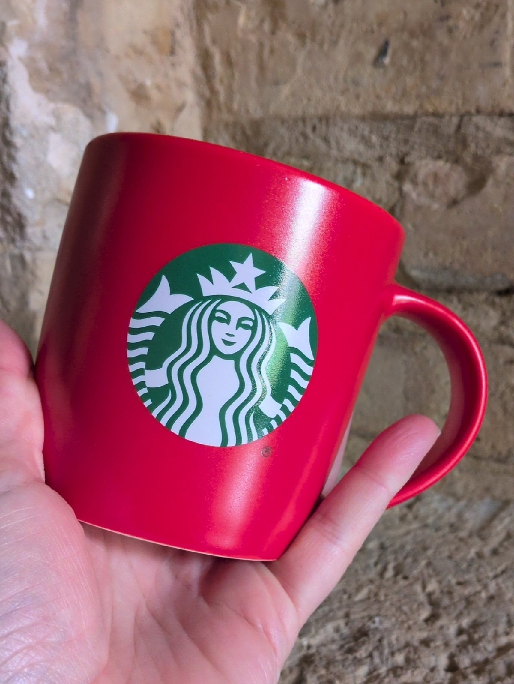 STARBUCKS I 2025 11 oz Red Ceramic Mug with Green Siren Mermaid Logo